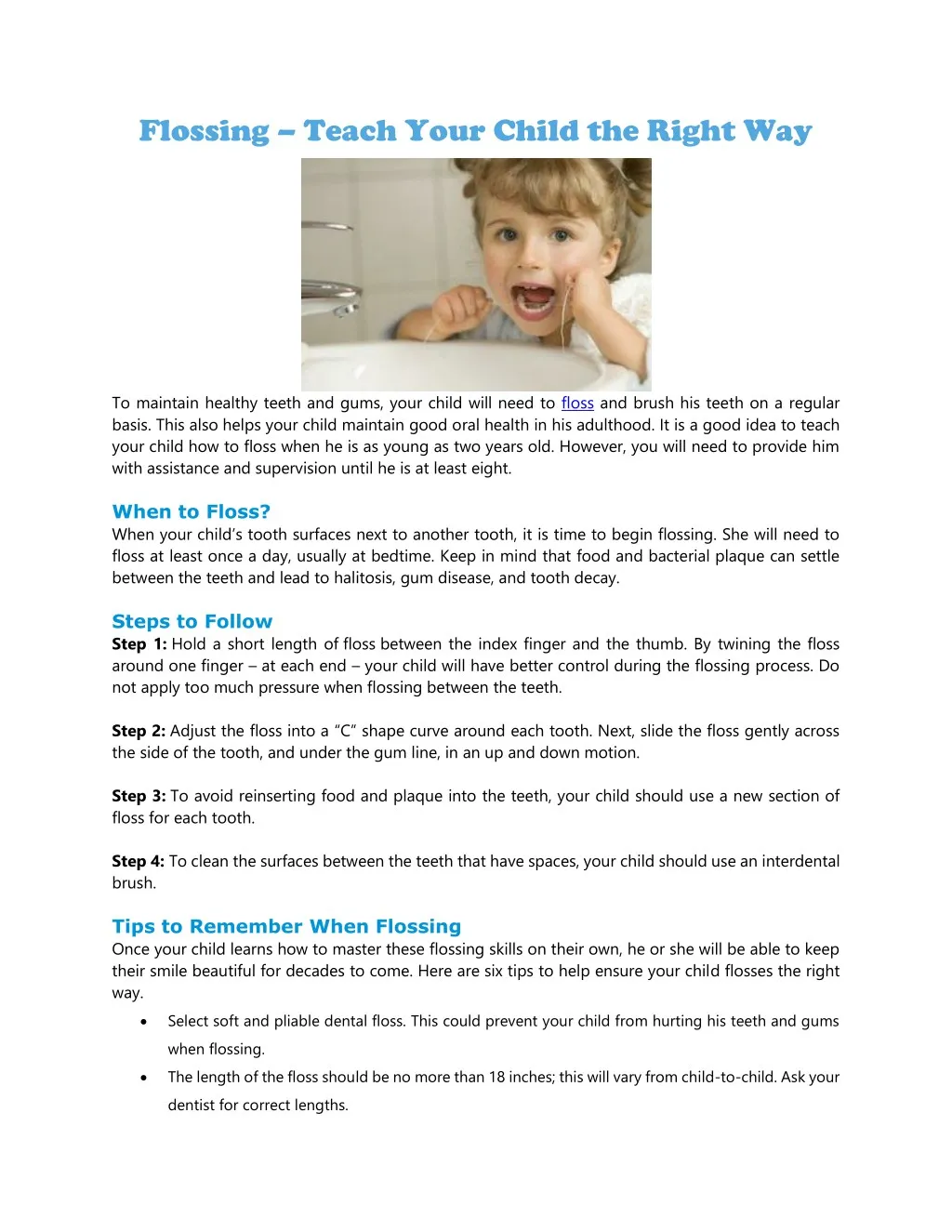 flossing teach your child the right way