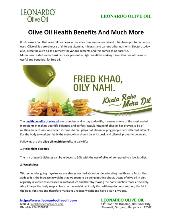 Olive Oil Health Benefits And Much More