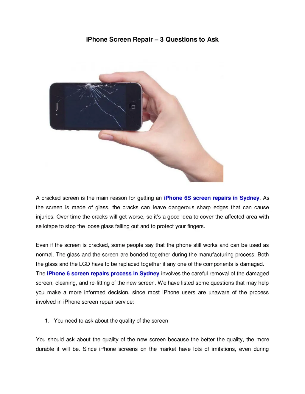 iphone screen repair 3 questions to ask