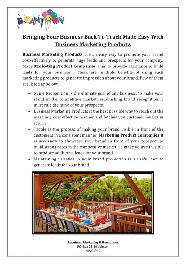 Bringing Your Business Back To Track Made Easy With Business Marketing Products