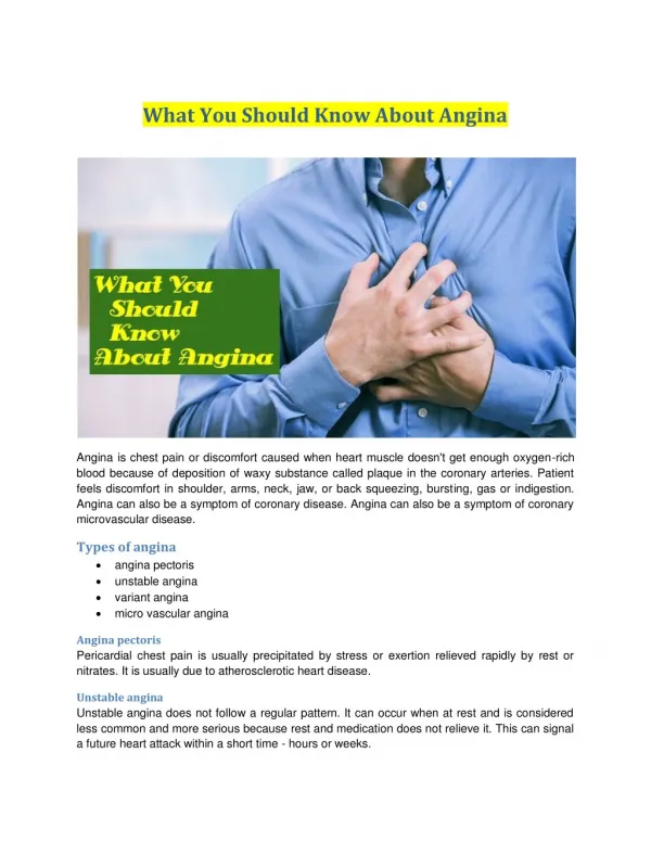 What You Should Know About Angina