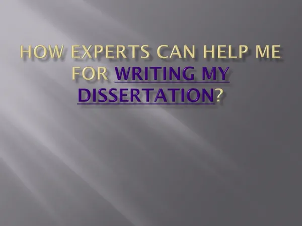 Write My Dissertation Online