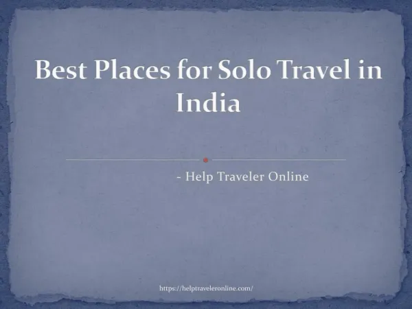 Best Places for Solo Travel in India