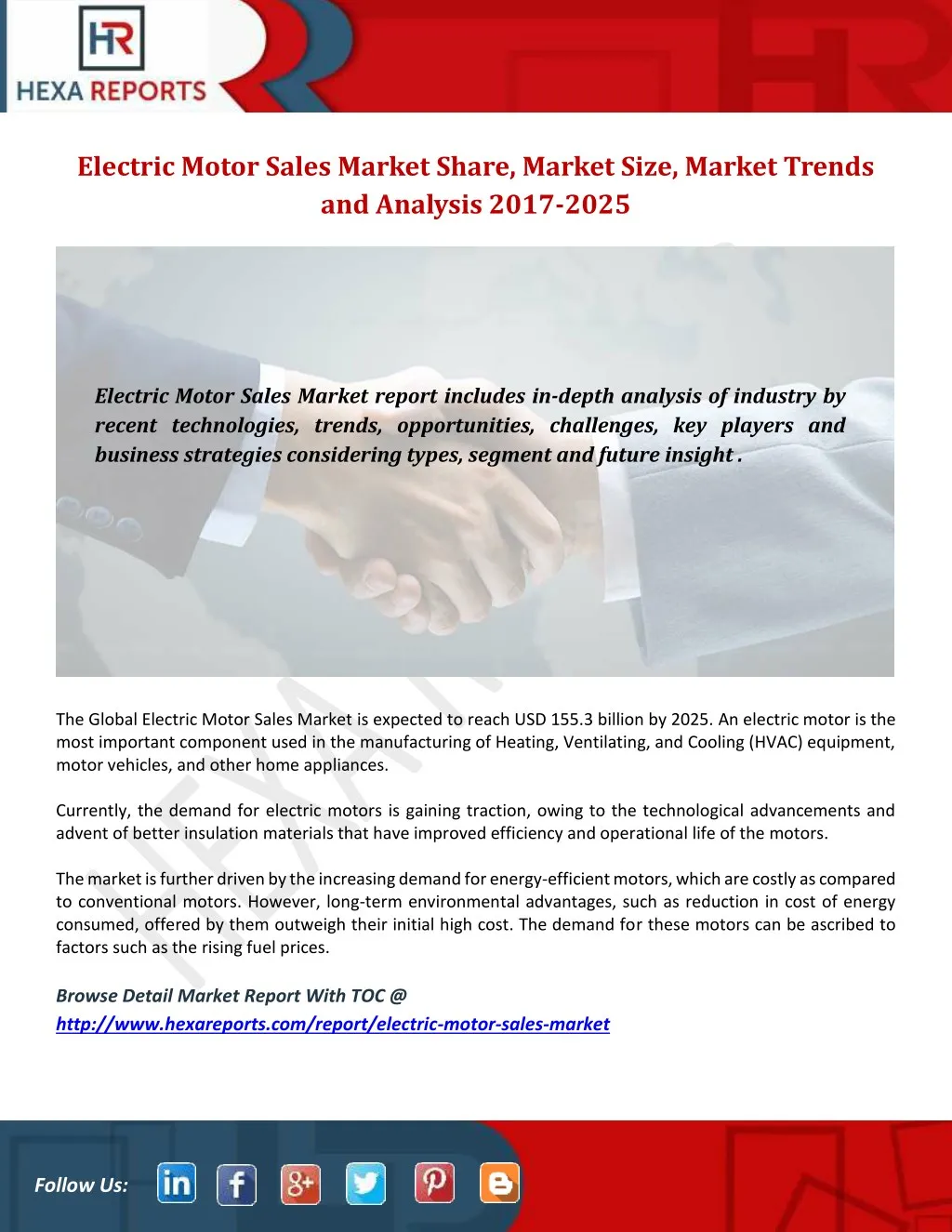 electric motor sales market share market size