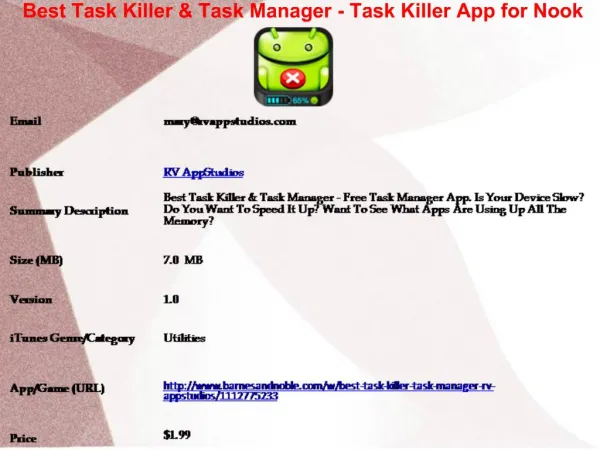 Best Task Killer & Task Manager - Task Killer App for Nook