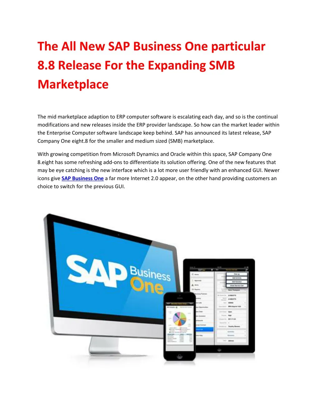the all new sap business one particular