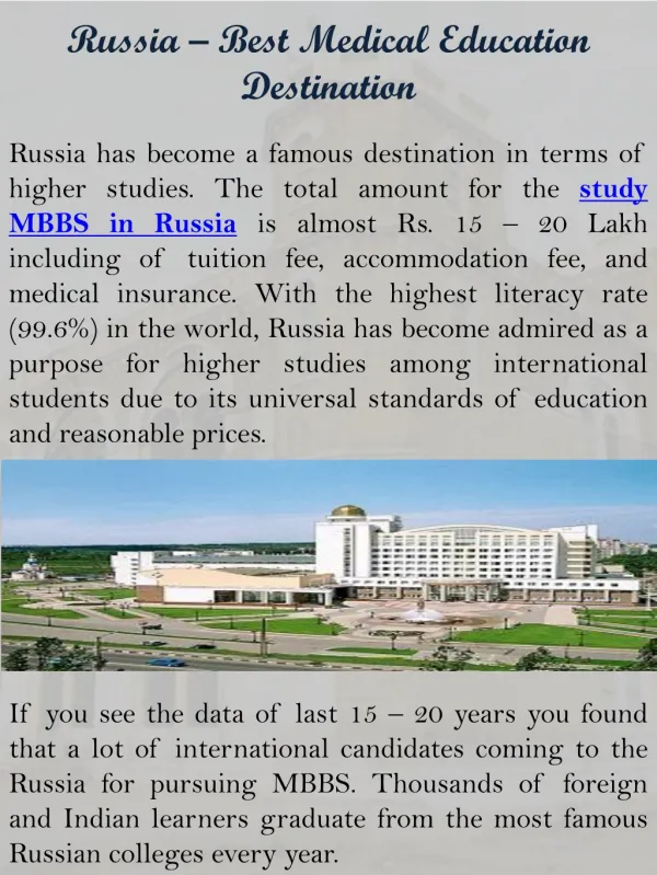 Russia - Best Medical Education Destination