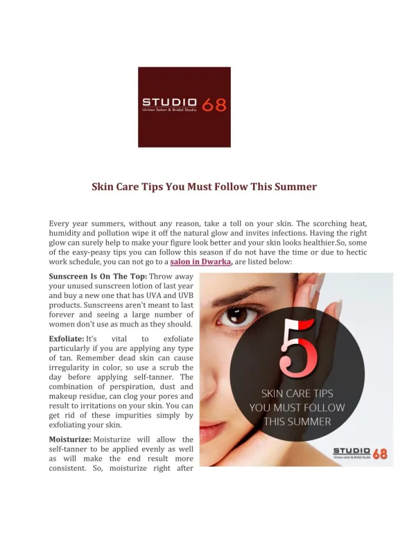 5 Skin Care Tips You Must Follow This Summer