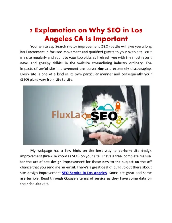 7 Explanation on Why SEO in Los Angeles CA Is Important
