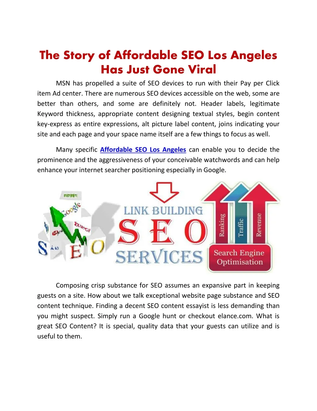 the story of affordable seo los angeles has just