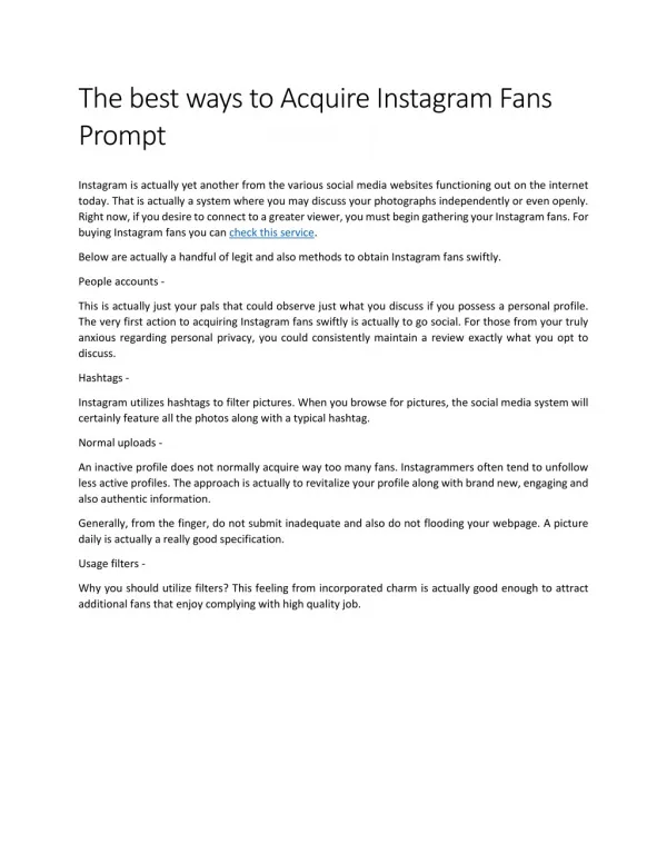 The best ways to Acquire Instagram Fans Prompt