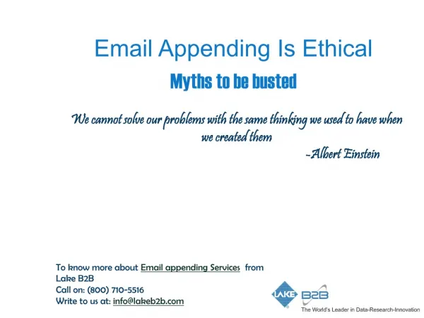Myths of Email Appending from Lake B2b