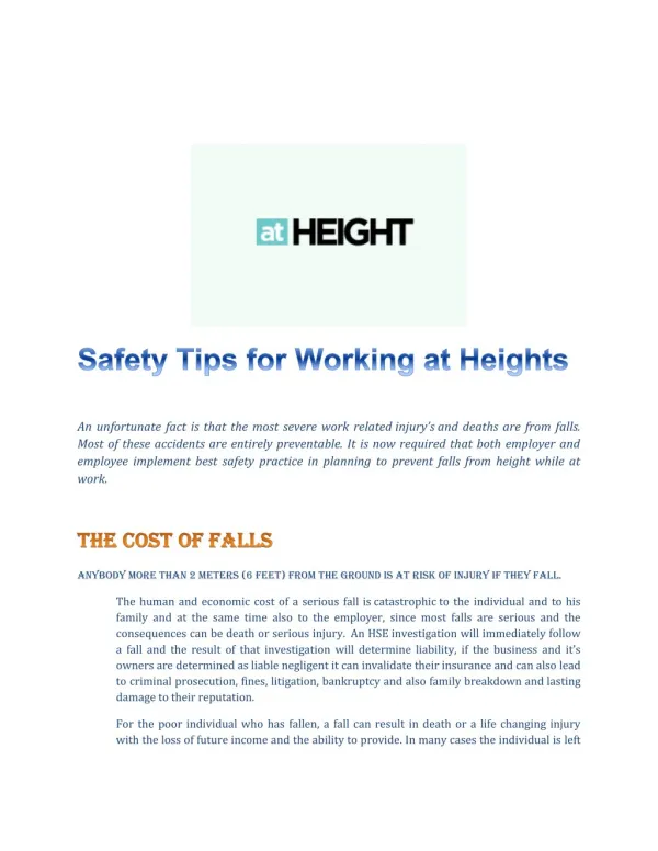 Safety Tips for Working at Heights