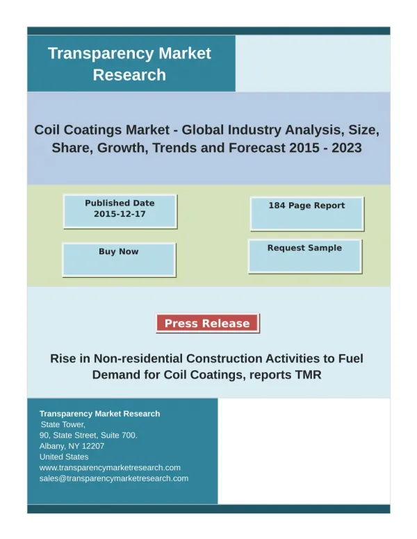 Coil Coatings Market - Global Industry Analysis, Size, Share, Growth, Trends and Forecast 2015 - 2023
