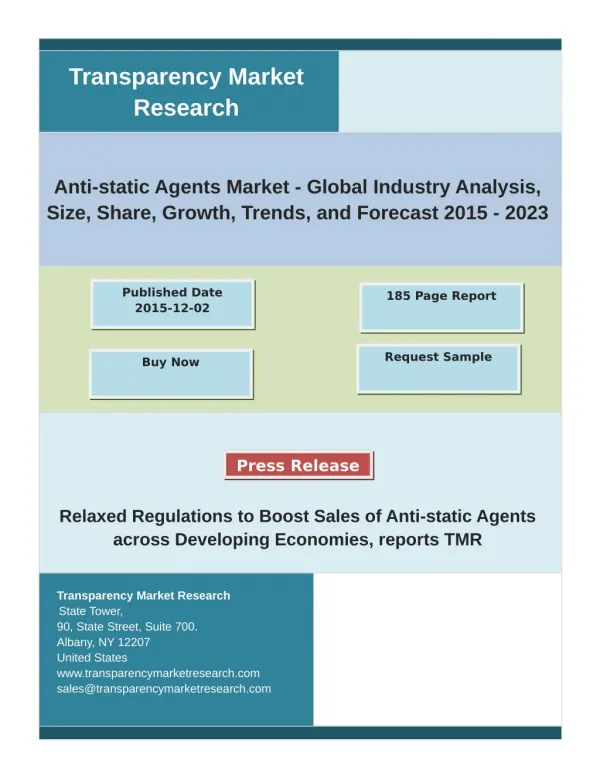 Anti-static Agents Market Analysis And Forecast (2015-2023): Market Shares, Size And Strategies Of Key Players