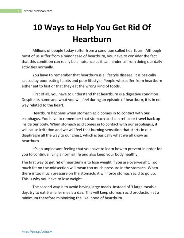 10 ways to help you get rid of heartburn