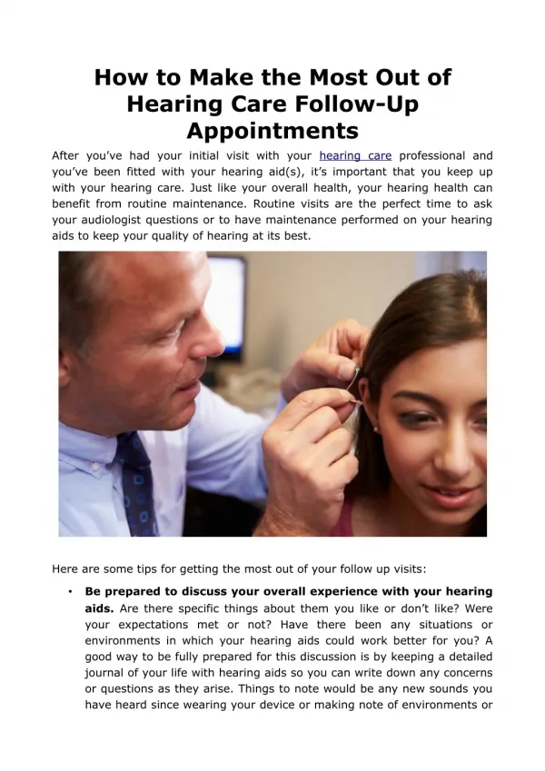 How to Make the Most Out of Hearing Care Follow-Up Appointments
