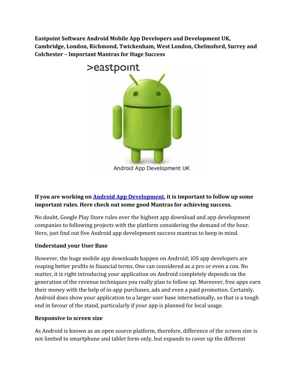 eastpoint software android mobile app developers