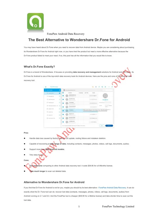 The Best Alternative to Wondershare Dr.Fone for Android