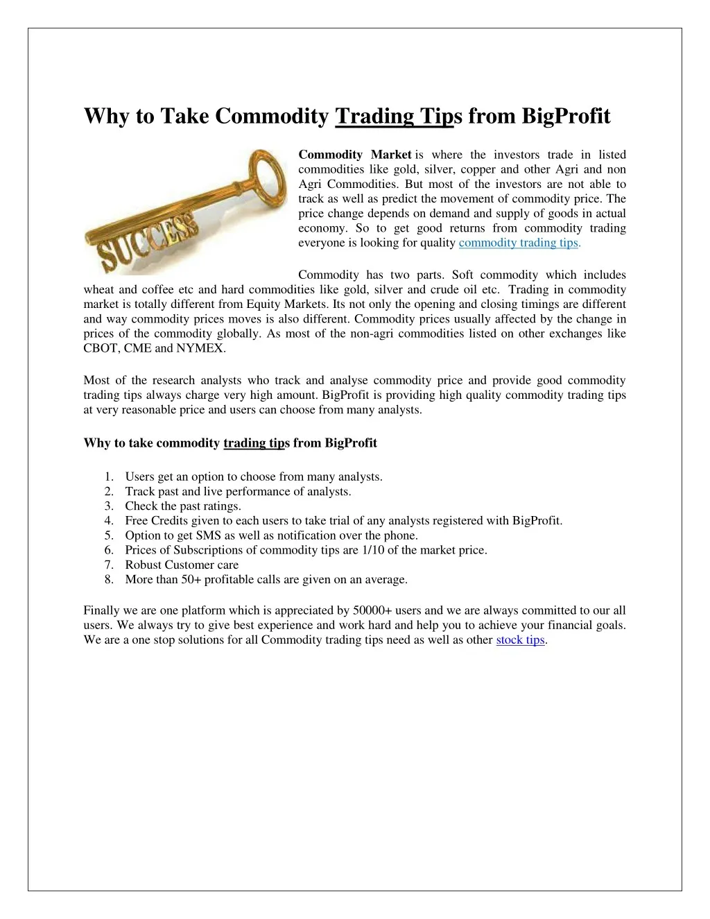 why to take commodity trading tips from bigprofit