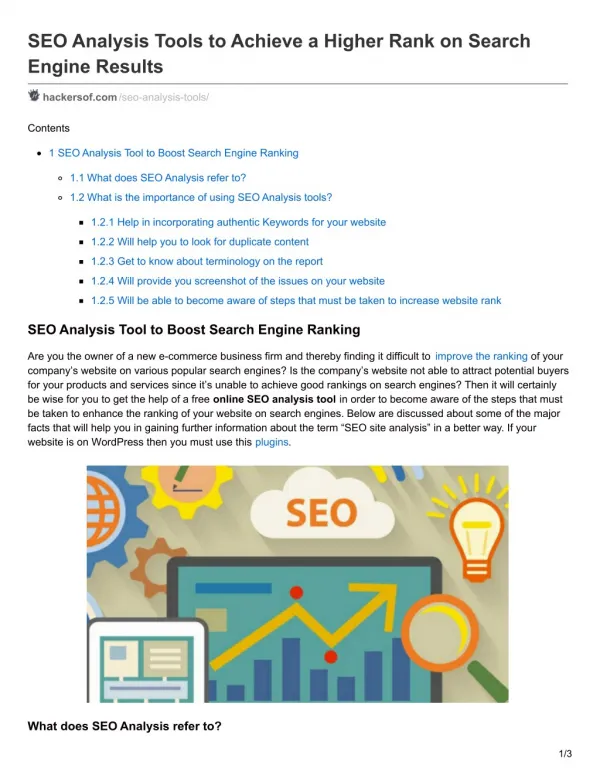 SEO Analysis Tools to Achieve a Higher Rank on Search Engine Results