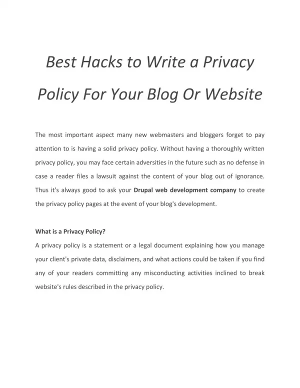 Best Hacks to Write a Privacy Policy