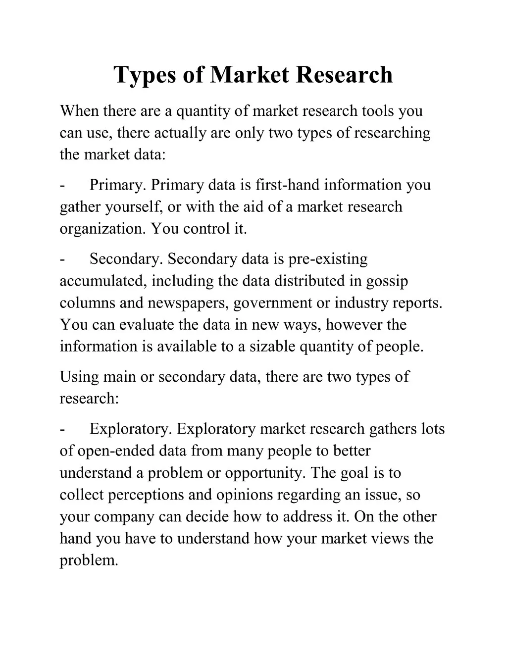 types of market research
