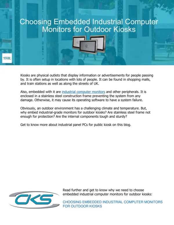 Choosing Embedded Industrial Computer Monitors for Outdoor Kiosks