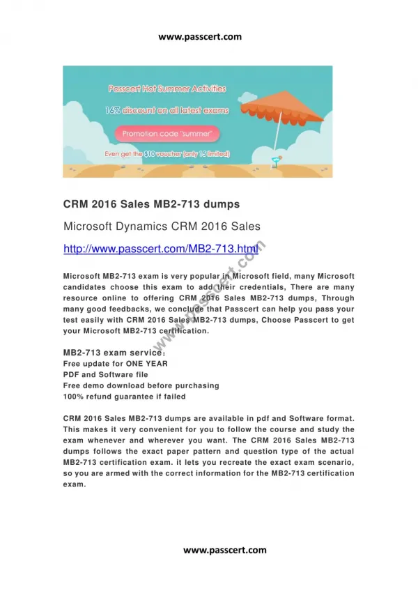 CRM 2016 Sales MB2-713 dumps