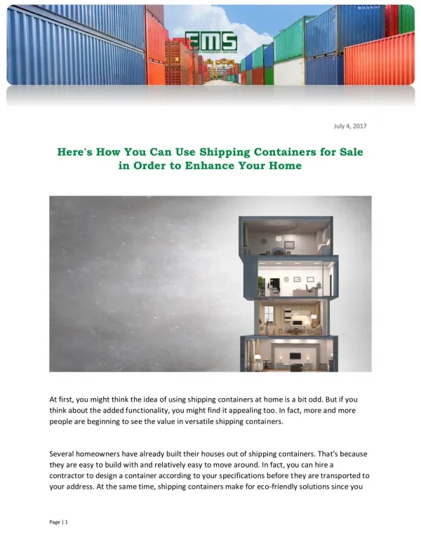 Here's How You Can Use Shipping Containers for Sale in Order to Enhance Your Home