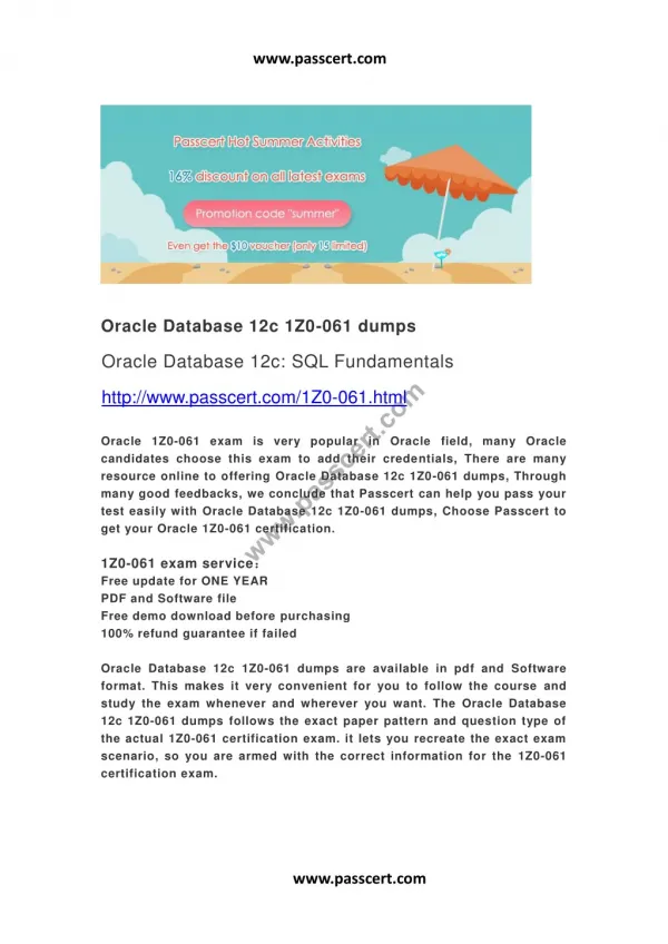 Oracle Database 12c 1Z0-061 dumps