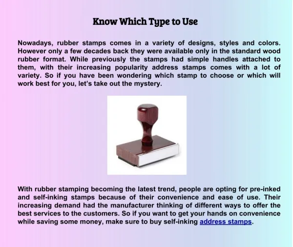 Know Which Type to Use