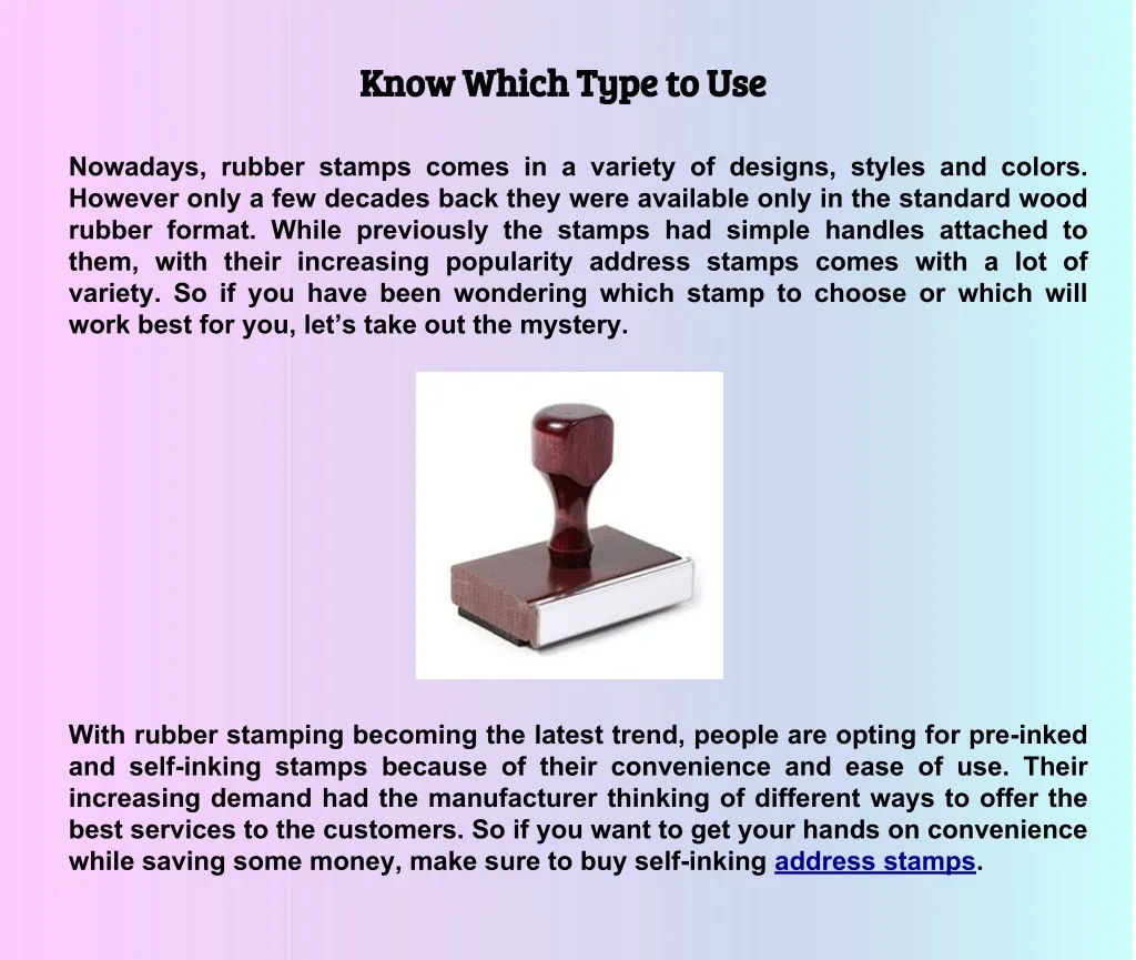 know which type to use know which type to use