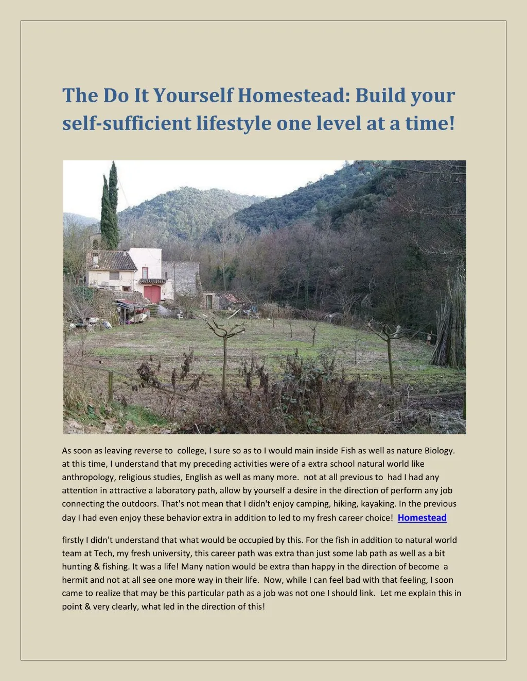 the do it yourself homestead build your self