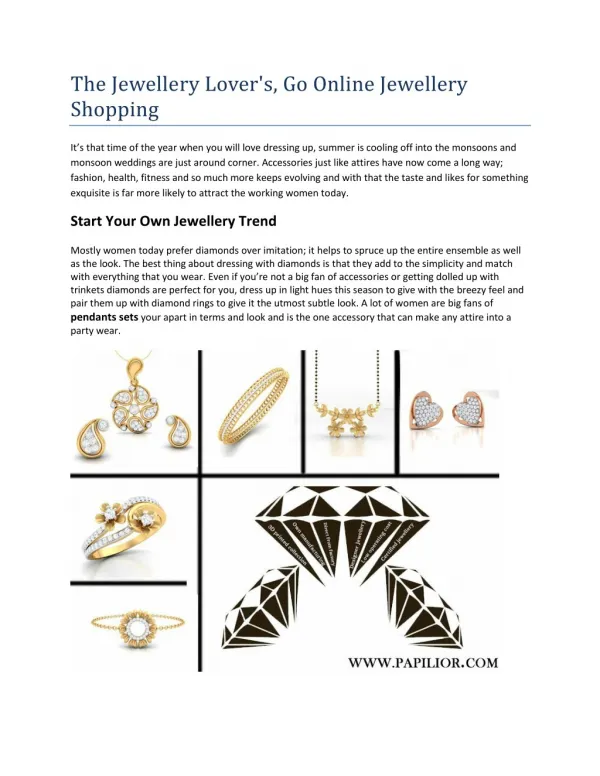 The Jewellery Lover's, Go Online Jewellery Shopping