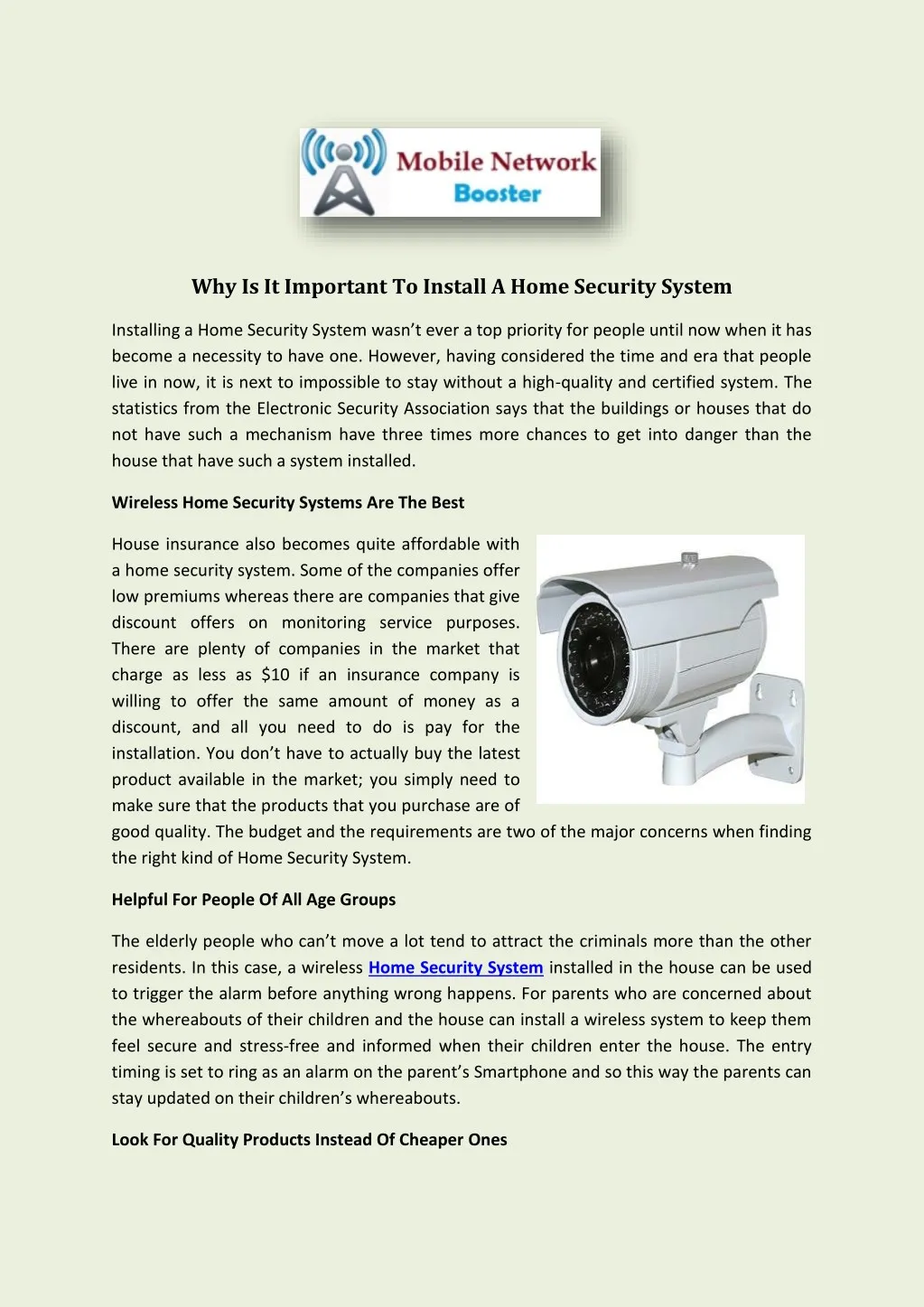 why is it important to install a home security