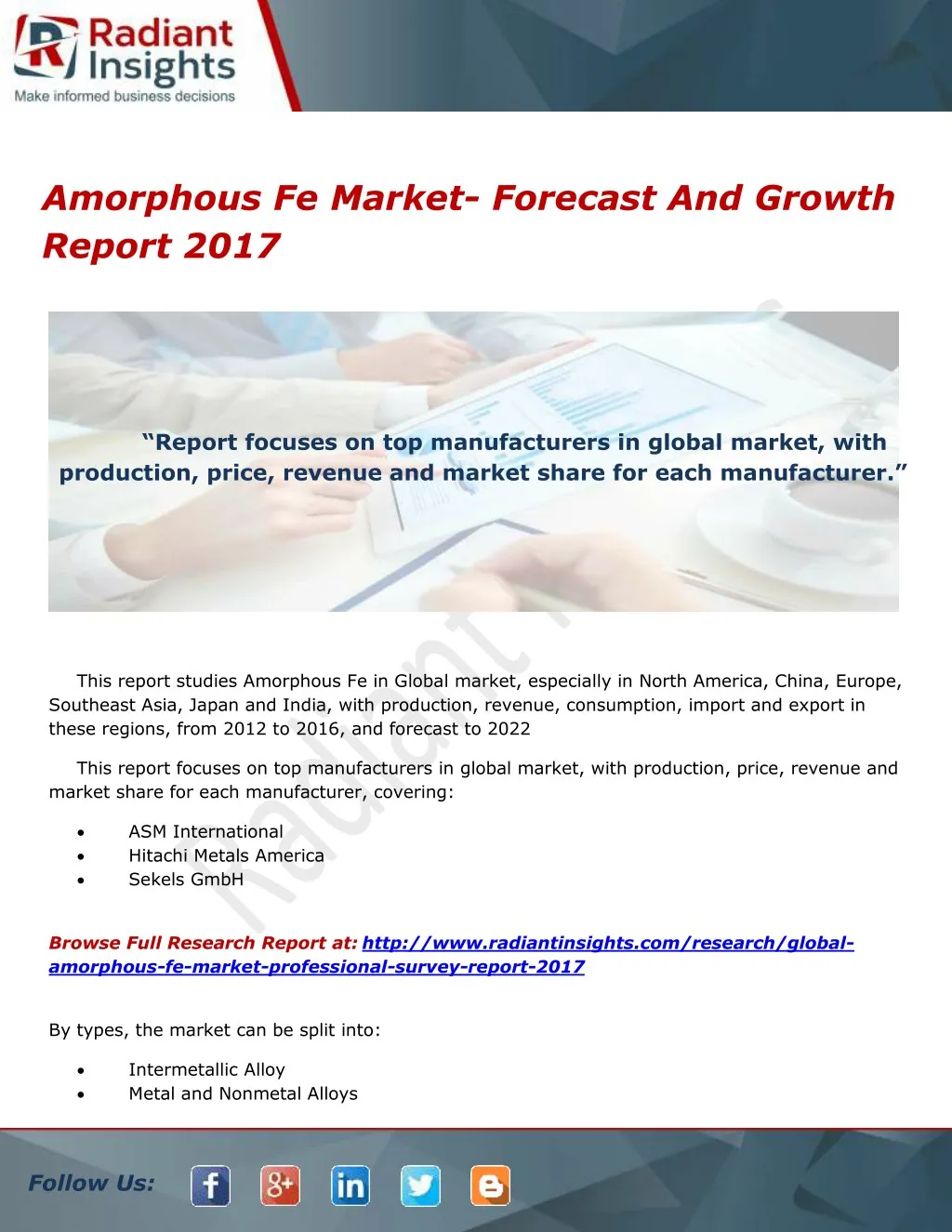 amorphous fe market forecast and growth report