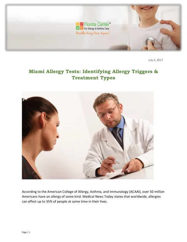 Miami Allergy Tests: Identifying Allergy Triggers & Treatment Types