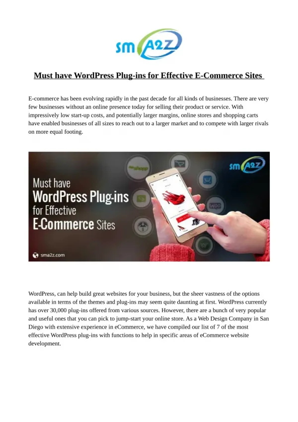 Must have WordPress Plug-ins for Effective E-Commerce Sites