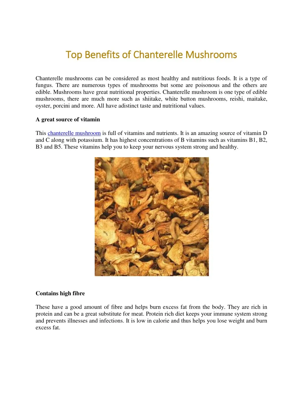 top benefits of chanterelle mushrooms