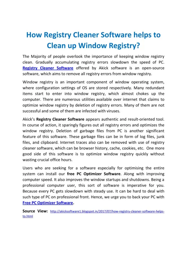 How Registry Cleaner Software helps to clean up window registry?