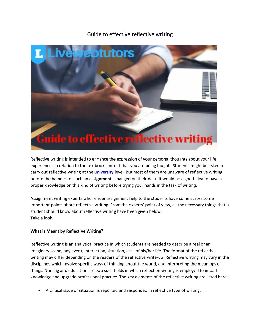 guide to effective reflective writing
