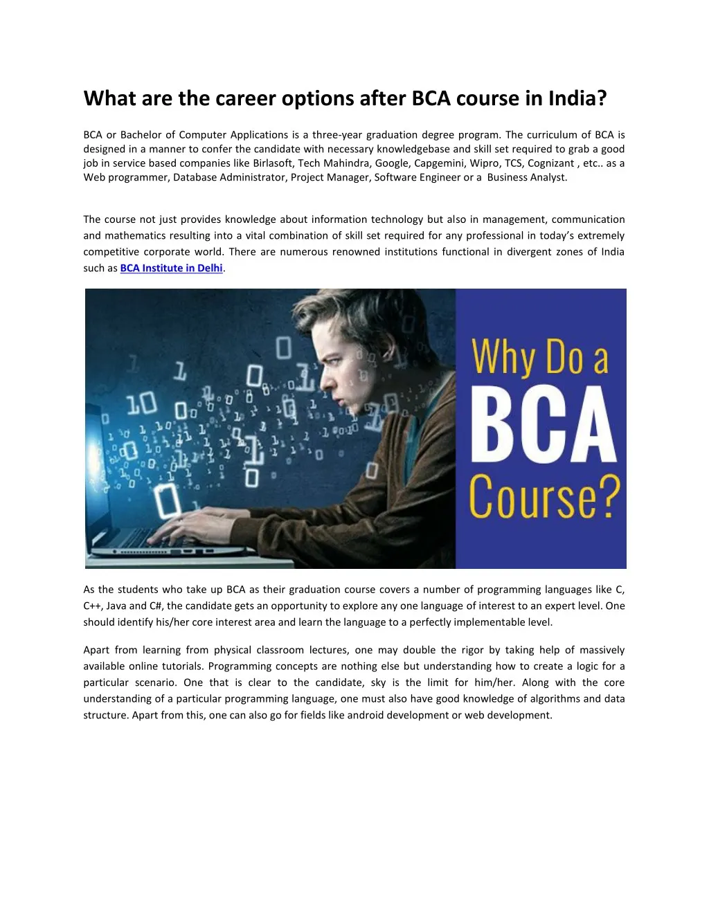 what are the career options after bca course