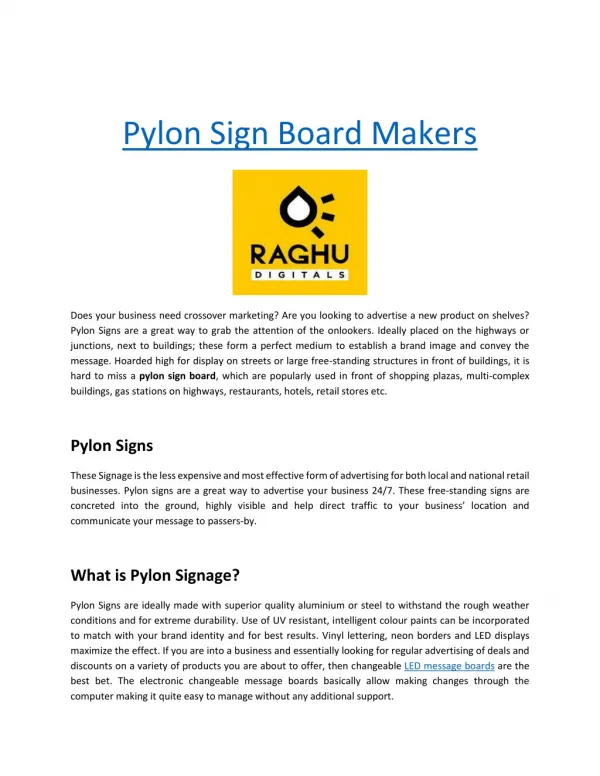 Pylon Signage Manufactures