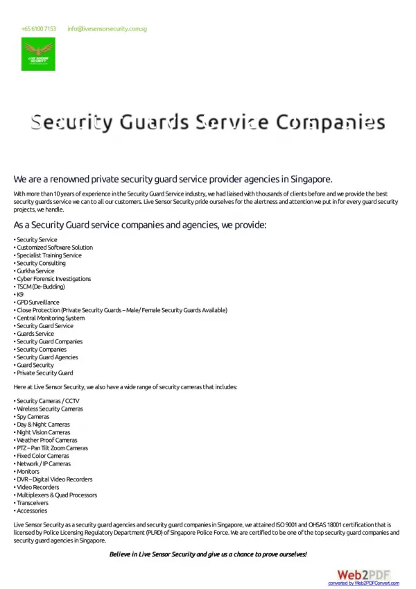 Instant Guards Service in Singapore