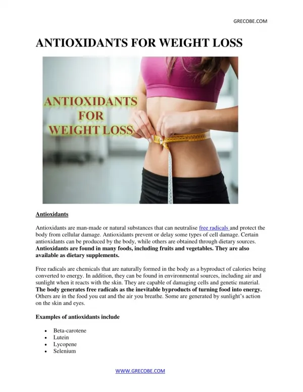 ANTIOXIDANTS FOR WEIGHT LOSS