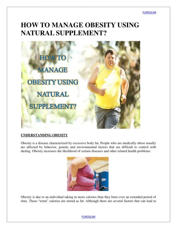 HOW TO MANAGE OBESITY USING NATURAL SUPPLEMENT