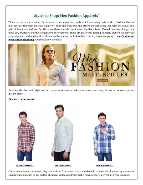 Styles to Shop- Men Fashion Apparels