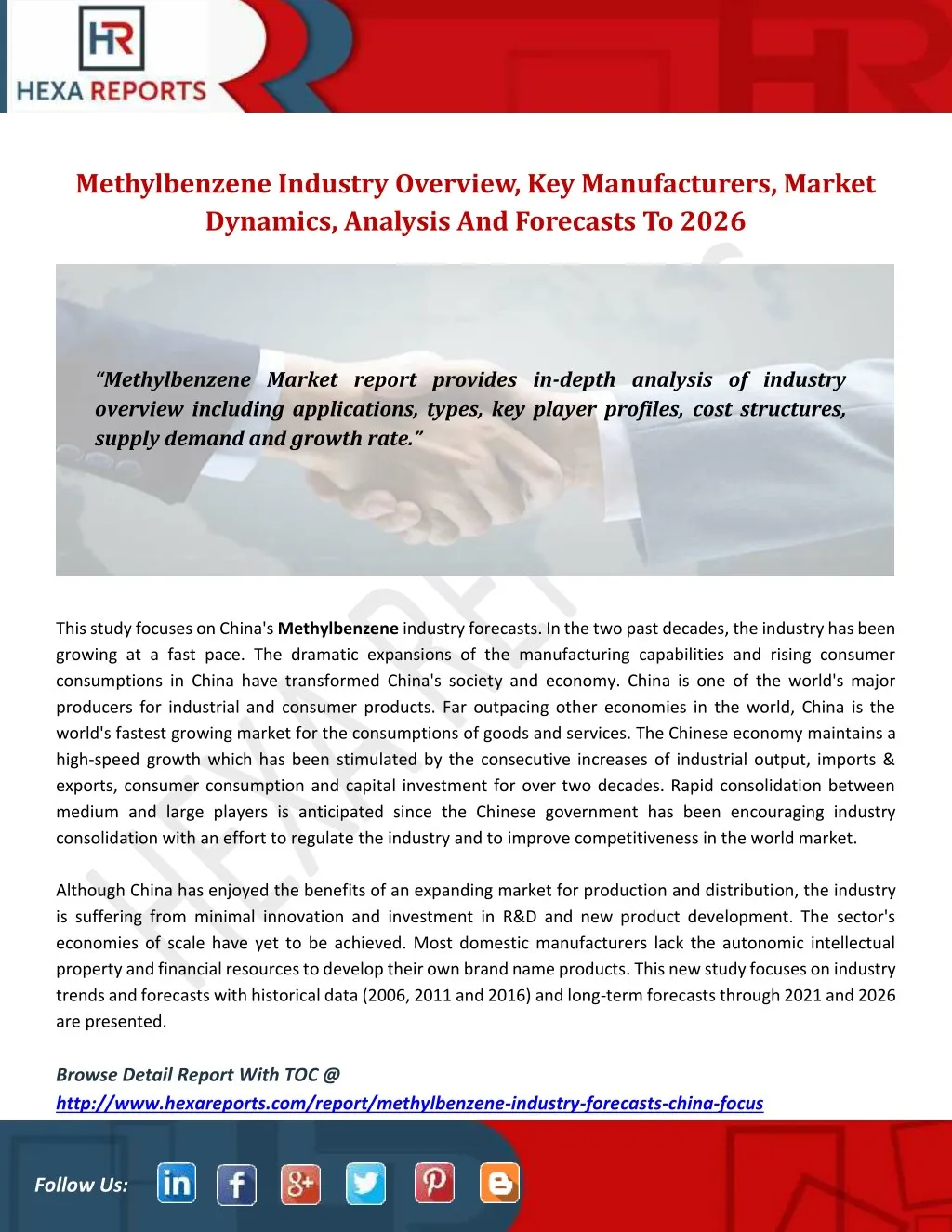 methylbenzene industry overview key manufacturers