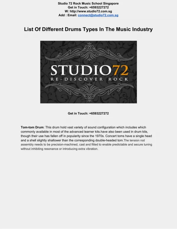 List Of Different Drums Types In The Music Industry